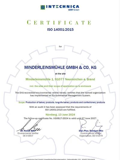 ISO 14001 Zertifikat